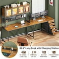 thumbnail image 4 of L Shaped Gaming Desk with Drawers, L Shaped Computer Desk with Hutch and Storage Shelves, Gaming Desk with Pegboard, Led Lights, and Power Outlet, Home Office Desk, Corner Desk, Rustic Brown, 4 of 8