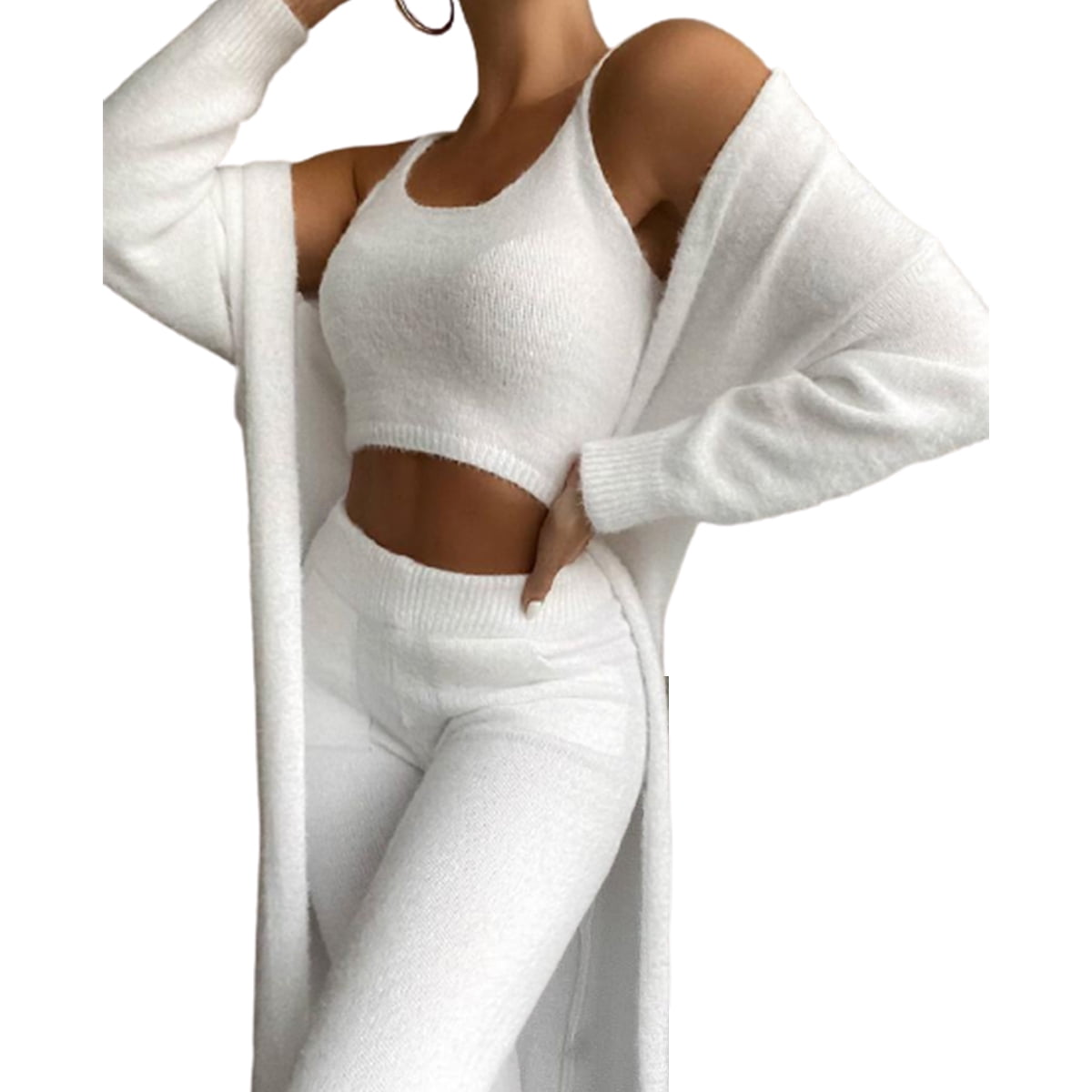 Lovaru Women Fluffy Plain Crop Top 