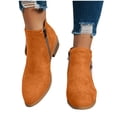 thumbnail image 2 of Kopltyrfg Ankle Booties For Women Comfy Suede Pointed Toe Western Boots Chunky Low Heel Slouchy Short Boot with Side Zipper (Saffron,36), 2 of 8