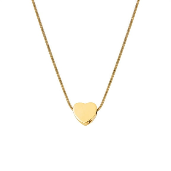 Gold Cremation Heart Necklace, Memorial Jewelry for Women, Ashes Holder Heart Necklace, Memorial Keepsake, Stainless Ashes Container with Filling Kit and Jewelry Box [Gold, No Engraving]