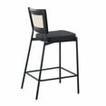 thumbnail image 7 of Rattan Tania Contemporary Counter Stool In Black Metal, Black Faux Leather, And Rattan Back - Set Of 2, 7 of 7
