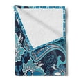 thumbnail image 2 of Navy Soft Flannel Fleece Throw Blanket, Middle Eastern Oriental Persian Pattern with Moroccan Effects Design, Cozy Plush for Indoor and Outdoor Use, 50" x 70", Indigo Sky Blue, by Ambesonne, 2 of 5