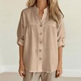 thumbnail image 2 of Njagoc3 Linen Button down Shirt Women Summer Fall Fashion Long Sleeve Cotton Gauze Tops Dressy Casual Work Blouse, 2 of 6