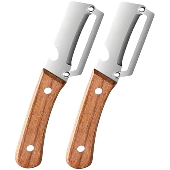 Elite Peeler Knife & Vegetable Shredder, Stainless Steel Kitchen Peeler with Open Blade, No Clog Smooth Peeling, Fruit and Vegetable Peeler with Wooden Handle (2 Pcs)
