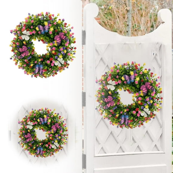 Wreaths for Front Door, Wreath Summer Style Colorful Simulation Small Flower Wreath Door Knocker, Summer Door Wreath