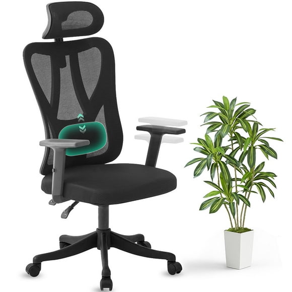 MotionGrey - MC3 Ergonomic Office Chair - Comfy High Mesh Back Support with Adjustable Armrests - Black Desk Computer Chairs Perfect for Home Gaming and Offices