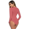 thumbnail image 4 of Purcoar Women's Bodysuit V-Neck Long Sleeves Shapewear Onesies Body Suit, 4 of 7