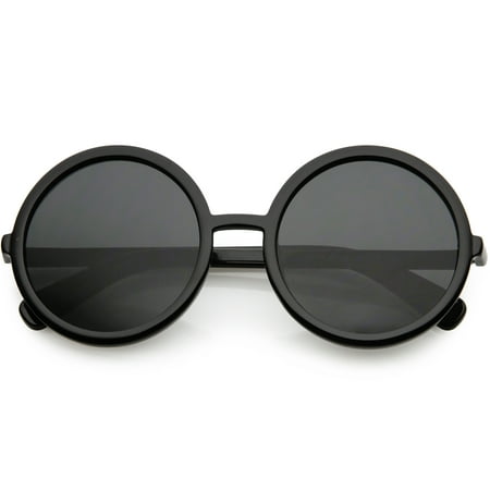 Women's Retro Oversize Round Sunglasses Circle Lens 55mm (Black /