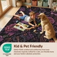 thumbnail image 4 of Design&I 8'x10' Washable Area Rug Sleek Flatweave Pet Friendly Deep Plum Elegance with Gothic Floral Motifs Victorian Inspired Design Skulls for King Size Bedroom, Under Bed, 4 of 7