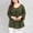 Army Green, variant on Women 3/4 Sleeve Tops Solid Round Neck Raglan Ruffle Plus Size Pull Over Fall Shirts