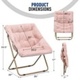 thumbnail image 2 of OSM Square Saucer Chair for Adults, Oversized Folding Cozy Lazy Chair with Metal Frame for Bedroom, Living Room, Dorm Room, Apartment (Light Pink), 2 of 9