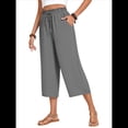 thumbnail image 1 of Pantalones Cortos para Mujer, Informales, con Cordón y Bolsillos, Holgados, de Cintura Alta y Pierna . Gris Oscuro XL, 1 of 6