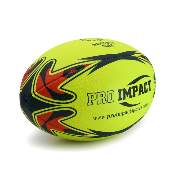 Pro Impact Match Rugby Ball - Professional Grade Ball, Heavy Duty & Durable - Ideal for Long Matches & Gameplay (Neon, Size 5)