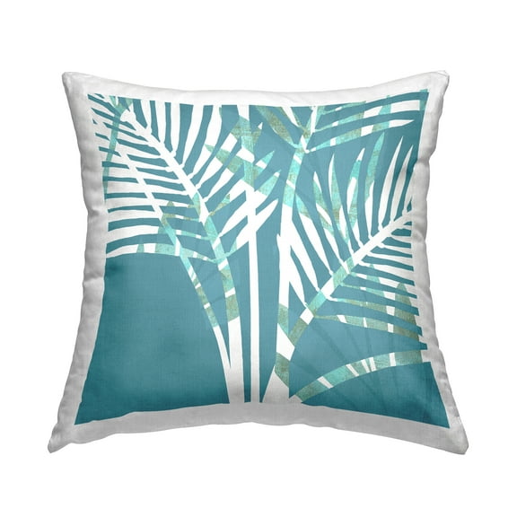 Stupell Industries Blue Palm Pattern Decorative Printed Throw Pillow, 18 x 18