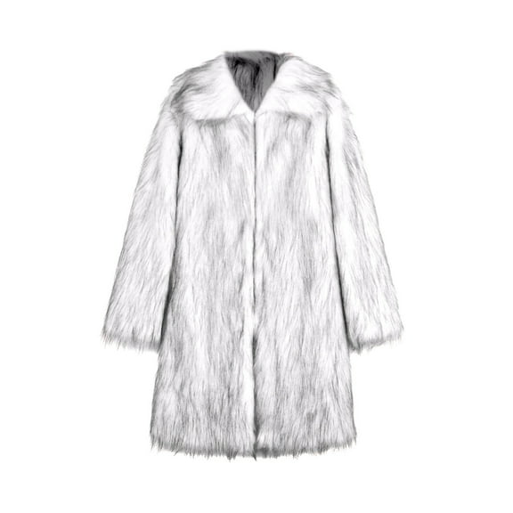 JSGEK Overcoat Jacket Fluffy Soft Winter Warm Cardigan Loose Overcoat Jacket Thicken Outerwear Coat for Men Men's Trench Warm Faux Fur Coat Parka Heavyweight Thermal Lined Silver XL