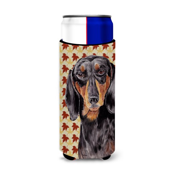 Carolines Treasures SC9203MUK Dachshund Fall Leaves Portrait Ultra Hugger for slim cans Slim Can multicolor