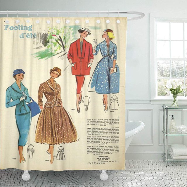 Cortina de Ducha ABPHQTO Vestido Francés Medio Mujer Elegante 150x180 cm