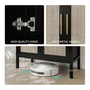 RichYa 31.5'' Rattan Storage Cabinet for Entryway Living Room Buffet Cabinet Sideboard Cupboard Black