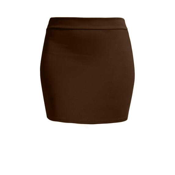 J. METHOD Women's Mini Skirt Stretch Knit Bodycon Slim Fit Pencil Solid Skirts Made in USA NEWSK09 Brown L