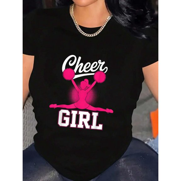 Cheer Girl Cheerleading Cheerleader T-Shirt Graphic Tee summer Tops For Women Round Neck Fashion Cotton shirts