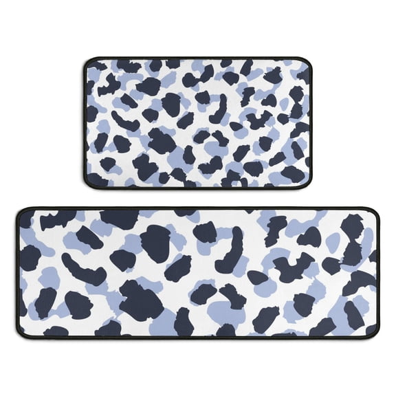 Blue and Dark Blue Leopard Pattern Kitchen Rugs Sets Of 2,Anti Fatigue Kitchen Mat Rugs Non Slip Washable,Decorative Kitchen Floor Mats for Kitchen,Sink,Laundry,17"X30" 17"X47"