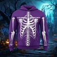 thumbnail image 2 of Rggeeun Mens Halloween Sweatshirt Hoodie Skeleton Graphic Soft Long Sleeve Tops with Pocket Fall Winter Pullover Evening Party Comfort,Purple,M, 2 of 4