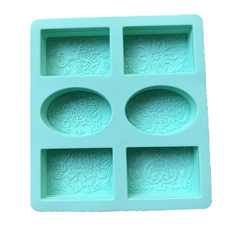 SPRING PARK 6-cavity Silicone Soap Molds, Rectangle & Oval Silicone Molds  for Soap Making, Cake Baking Molds, BPA Free & Nonstick 