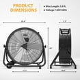 thumbnail image 2 of 24 Inch Industrial High-Velocity Drum Fan – 3-Speed, 5700 CFM, Floor Mount 2 of 6