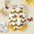 thumbnail image 2 of Baby Girl Rompers Boys Girls Cartoon Butter Fly Printed Sleeveless Pullover Romper Sweatshirt Bodysuits Baby Bubble Romper Yellow 3 Months-6 Months, 2 of 7
