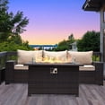 thumbnail image 7 of Gotland 7 Pieces Outdoor Patio Furniture with 43"Fire Pit Table, Steel, PE Rattan Sofa Set,Sand, 7 of 7