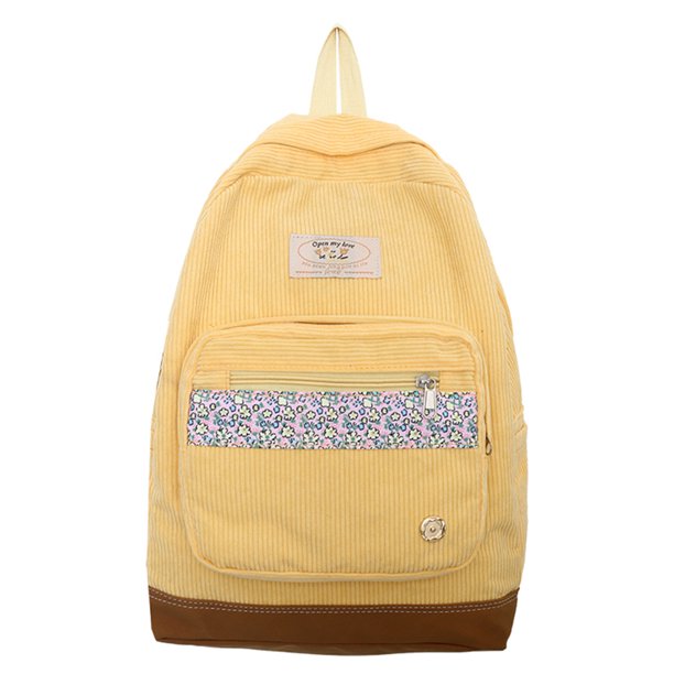 Mochila escolar Mochilas para libros Mujeres Gran capacidad Patchwork Mochila de viaje Amarillo