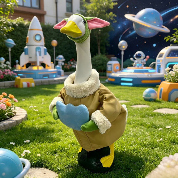 RUINIXCW Winter Halloween Porch Goose Outfits for 23 inch Cement Plastic Goose Statue Accessories Holiday Porch Goose Clothes Alien Costume Ears Hat Yard Patio Lawn Art Decor (No Goose)