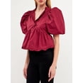 thumbnail image 2 of SUNSIOM Femmes Manches Blouses d'Automne Manches Courtes Peplum Tops Flipp V Cou Chemises Amples Printemps, 2 of 6