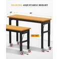 thumbnail image 3 of 60" Adjustable Workbench with Wheels, Heavy Duty Bamboo Wood Work Bench 2200 Lbs Load Capacity, Work Table with Power Outlet for Home Office Garage Workshop, 3 of 6