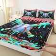 thumbnail image 5 of Erosebridal Red Teal Drippy Baseball Bat Print Full Size Sheets, Vibrant Sports Bed Sheets for Kids Boys and Girls, 1 Flat Sheet, 1 Fitted Sheet and 2 Pillowcases, 5 of 6