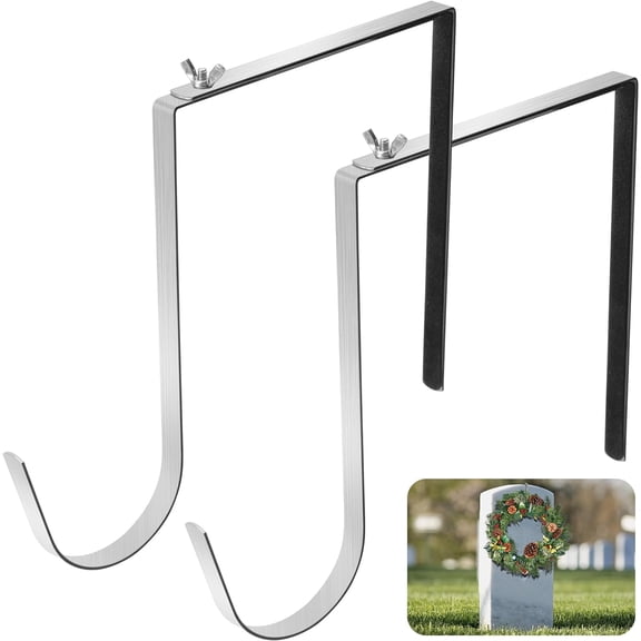 Ebaokuup 2 Pcs Adjustable 6"-11" Cemetery Wreath Hanger, Stainless Steel