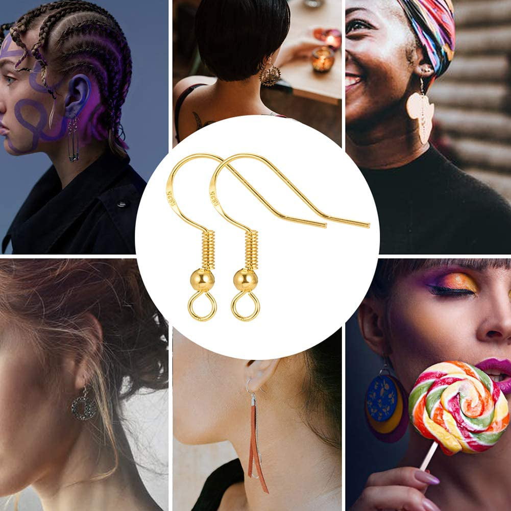 14K Gold Earring Hooks 50 PCS - Earring Hooks for Jewelry Making -  Hypoallergenic Earring Hooks, Ear Wires Fish Hooks, Earring Findings,  Earring