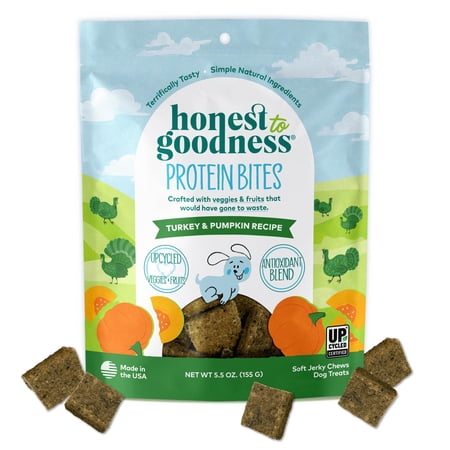 Honest to Goodness Protein Bites Turkey & Pumpkin Recipe Soft Jerky Chews for Dogs, 5.5 oz.