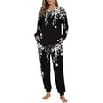 thumbnail image 4 of SDNall Pajama Set for Women Winter Double-Sided Fleece with Printed Pullover Top and Drawstring Pants for Cozy Home Wear and Lounging, 4 of 7