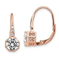 thumbnail image 6 of Sterling Silver Cubic Zirconia Rose Gold-Plated Leverback Stud Earrings, 6 of 6