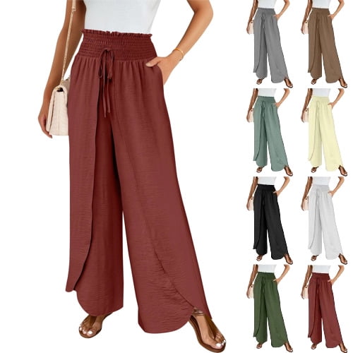 Women's Gaucho Pants Wide Leg High Waisted Sweatpants Soft Cute Joggers Flowy Vacation Pant 2026, Vermilion M