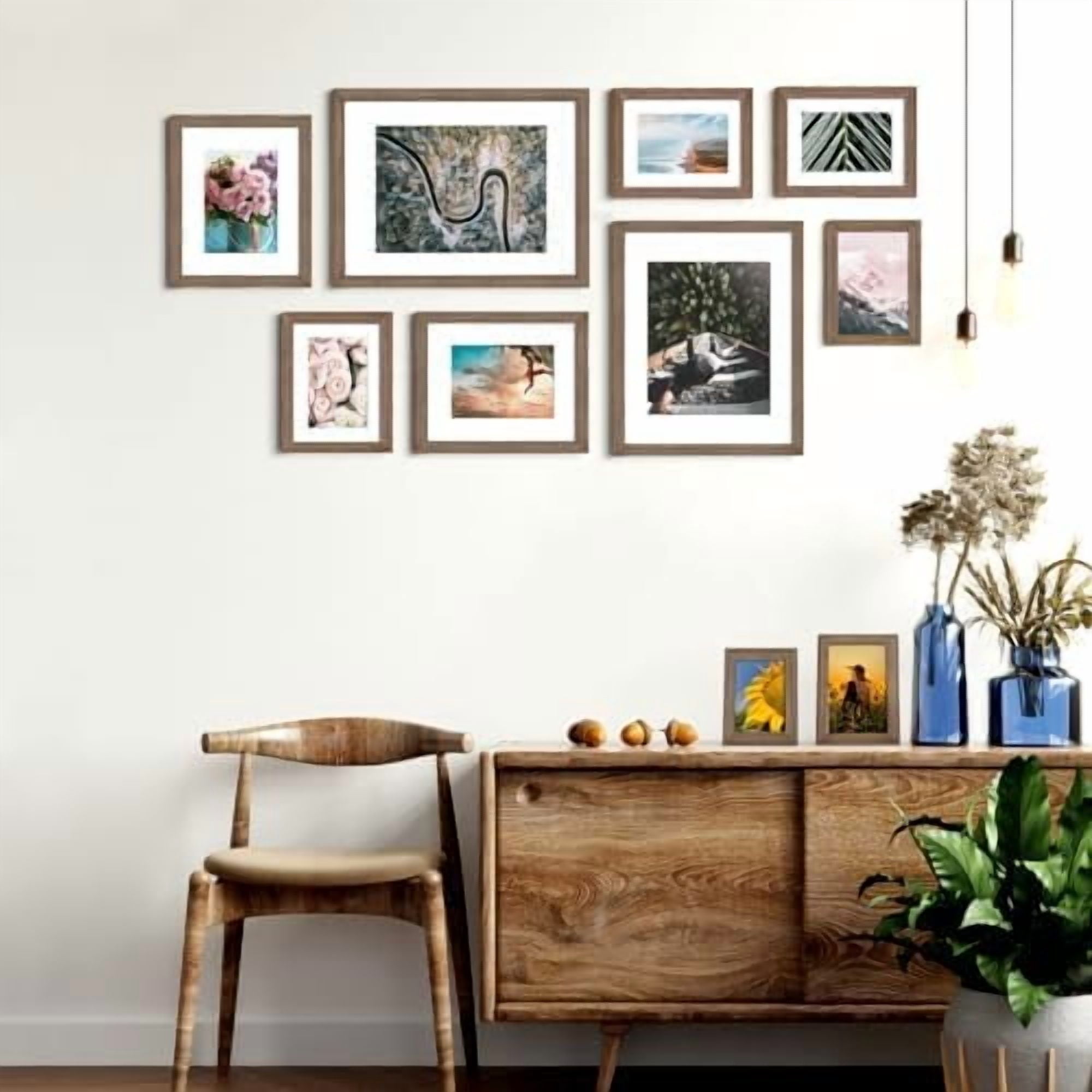 12x16 Picture Frame, Brown Wood Solid Wood Frame with Acrylic Plexiglass for Pictures 11x14/9x12 with Mat or 12x16 without Mat,Wall Mounting Display Photo Frame 1 Pack