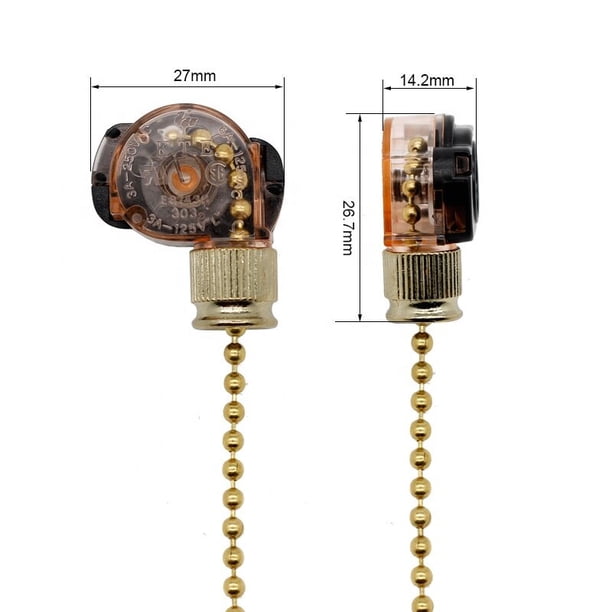 PATIKIL Lot De 2 Chaînes De Traction 1M Tirettes Perlées Bois Pour Ventilateur Plafond - Ton Or