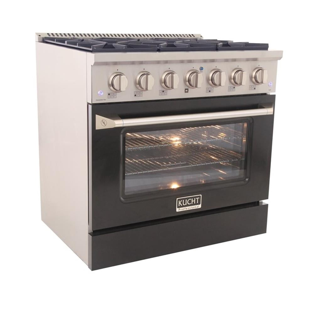 Pemberly Row 36" 5.2 cu. ft Dual Fuel Range Propane Gas Sealed Burners in Black