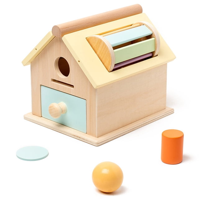 EQWLJWE Early Development Activity Toy,Education Toy Sensory Montessori Activity Toys,Early Education Wooden Drawer Box Coin Box Pitching Box Puzzle Early Education Toy