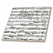 3dRose Musical Notes - Sheet music - piano notation - black and white - Ceramic Tile, 6-inch