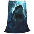 thumbnail image 2 of Fotbe Undersea Shark Manta de Franela Acolchonada con Estampado, Súper Suave y Esponjosa, Extra Grande para Sofá, Cama, Uso Todo el Año-80"x60", 2 of 7