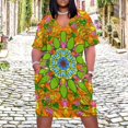 thumbnail image 2 of Womens Casual Dresses Vibrant Colorful Mandala Design Art Short Sleeve Dress Summer Dresses for Women 2025, 2 of 5
