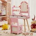 thumbnail image 2 of Costway Coiffeuse pour Enfants avec 3 Modes d'Éclairage, Luminosité Réglable, Armoire Miroir Rose, 2 of 10