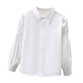 thumbnail image 4 of Xijirk Kids Girls Long Sleeve Party Blouse Elegant Ruffled Button Down Shirt for School,7-8 Years, 4 of 4